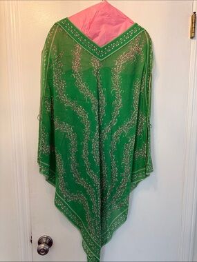 Emilio Pucci Green V-Neck Cotton Poncho